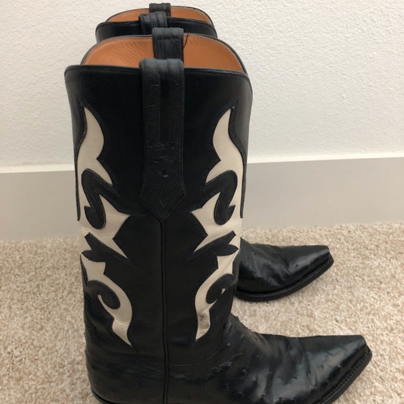 Custom JB Hill Black Ostrich Boots - Picture 2 of 8